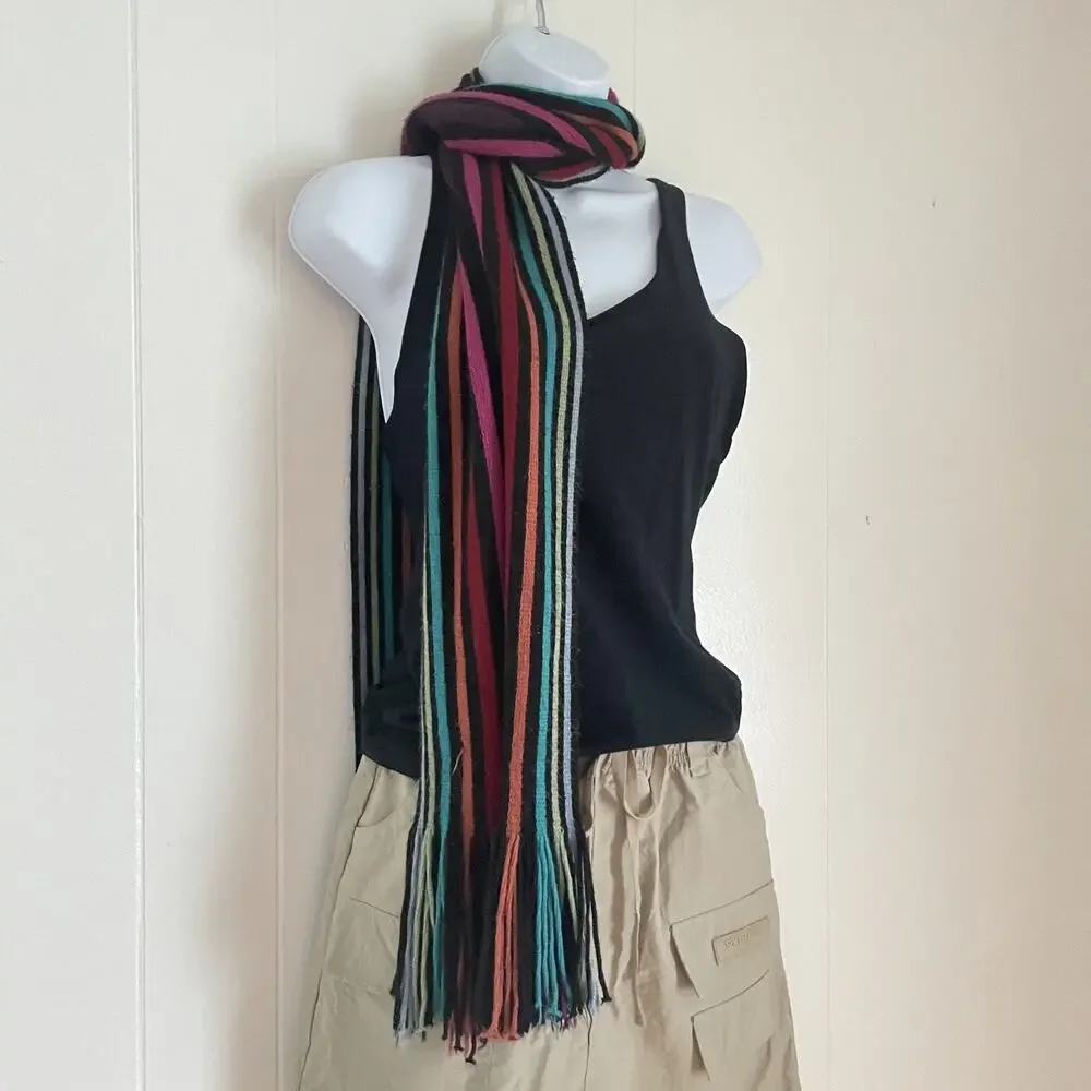 Y2K Rainbow Stripe Scarf Long 6ft Lizzie McGuire Indie Sleaze 2000s Retro‎ Vibes